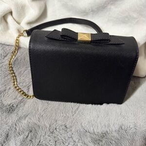 Elegant Black Bow Accent Handbag